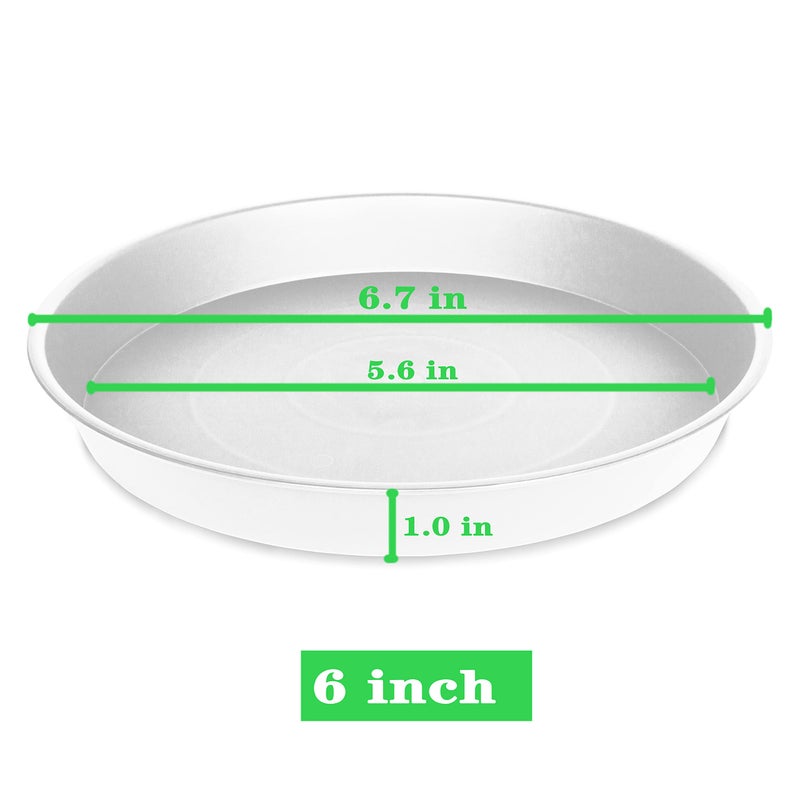 Bleuhome 6 Pack Plastic White Plant Saucers for Potted Plants  4 5 6 7 8 9 10 11 12 14 inch  Flower Pot Water Trays for Indoor Outdoor Ceramic or Plastic  Plant Containers Indoor (6""  Creamy White) - Image 3